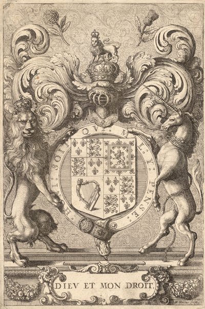 English Royal Arms (1660 – 1689, State 2) by Wenceslaus Hollar